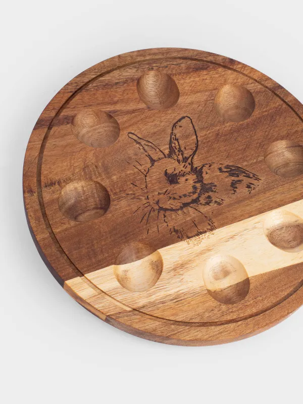 Подставка для яиц, 24 см, 8 отд, на ножках, дерево, Кролик, Noble tree, image-1