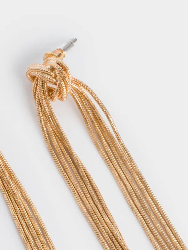 Серьги-пусеты, 10 см, 2 шт, металл, золотистые, Узел, Jewelry knot, image-2