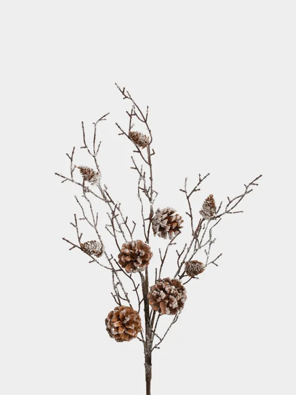 Ветка декоративная, 77 см, Шишки в блестках, Conifer delice, image-3