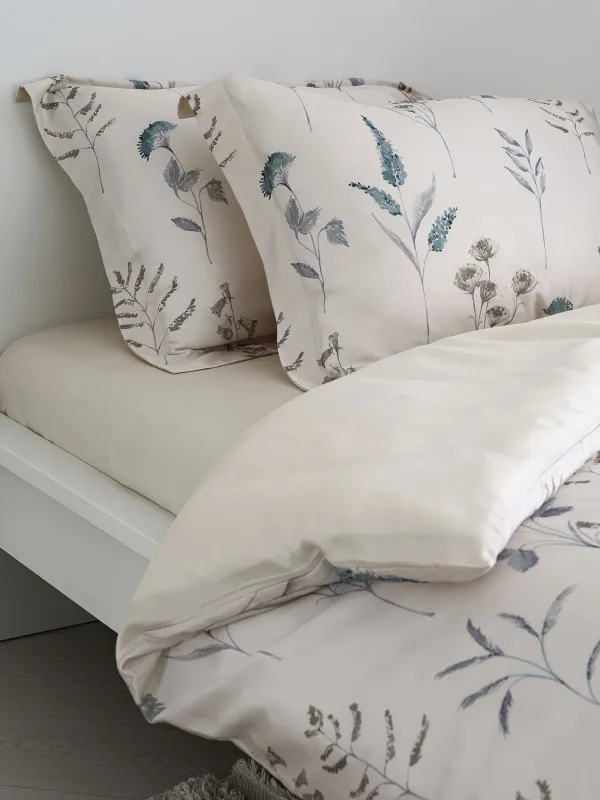 КПБ евро, тенсель 300 ТС, молочный, Полевые цветы, Tencel, image-2