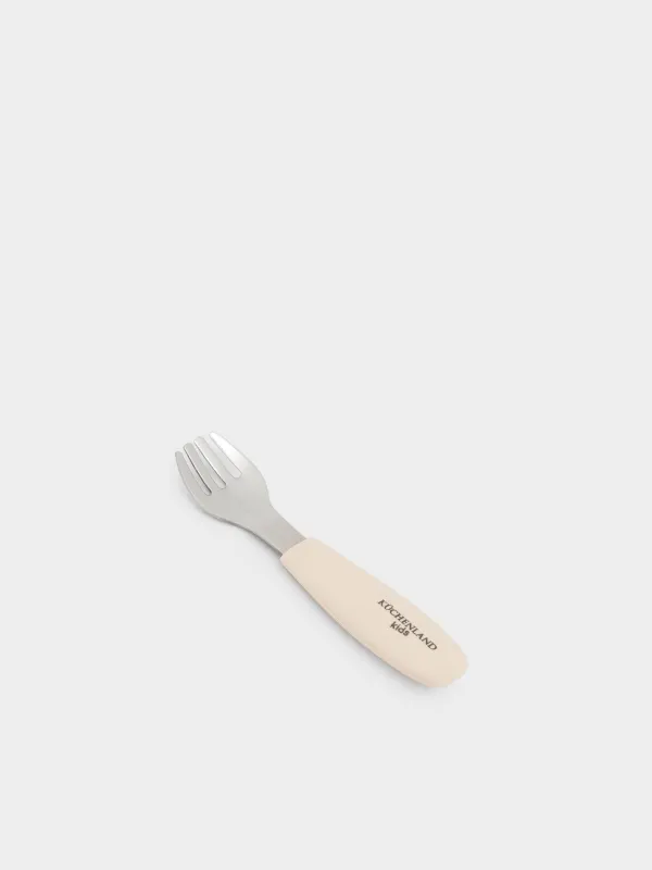 Вилка, детская, 14 см, сталь/силикон, бежевая, Kiddy, image-1