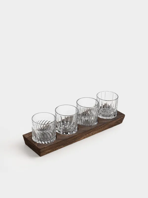 Набор стаканов для виски, 9 см, 250 мл, 4 шт, на подставке, стекло Р/дерево, Ribby wood, image-4