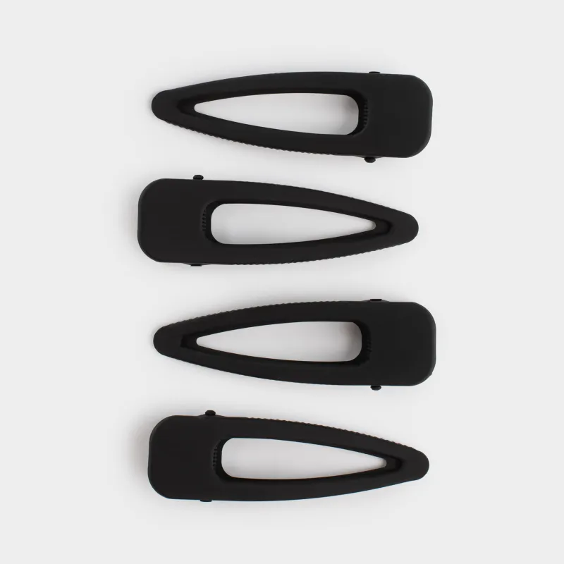 Заколка для волос, 8 см, 4 шт, металл, черная, Basic