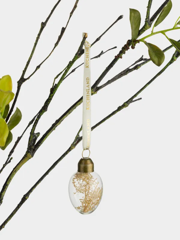 Подвеска декоративная, 3х4 см, стекло, с сухоцветами, Яйцо, Natural Easter, image-2