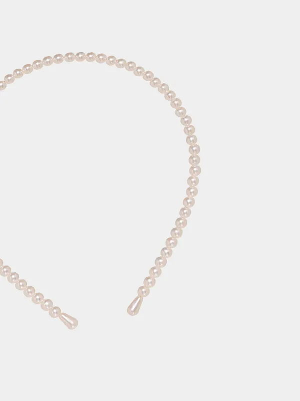 Ободок для волос, 13х14 см, пластик/металл, белый, Бусины, Hairstyle, image-1