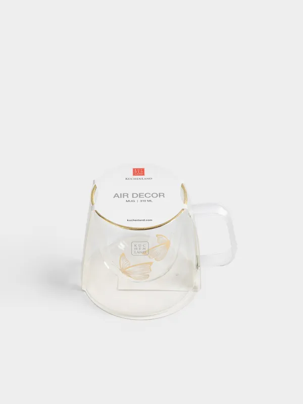 Кружка, 310 мл, стекло Б, с золотистым кантом, Стрекоза/Бабочки, Air decor, image-4