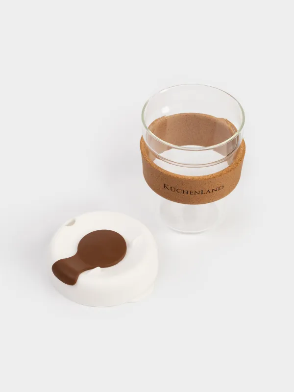 Стакан, 350 мл, с крышкой и манжетой, Clear cork, image-3