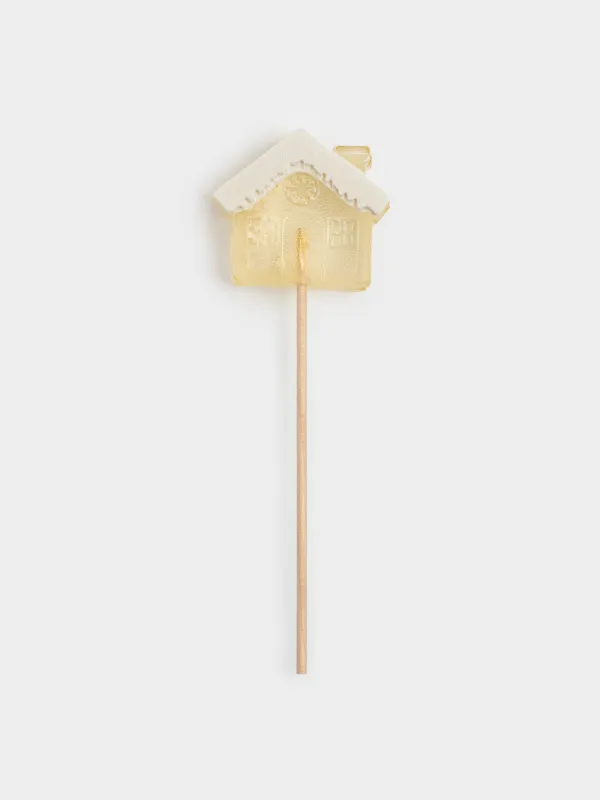 Леденец, 40 гр, погремушка, на палочке, изомальт, белый, Домик, Sweet life, image-0