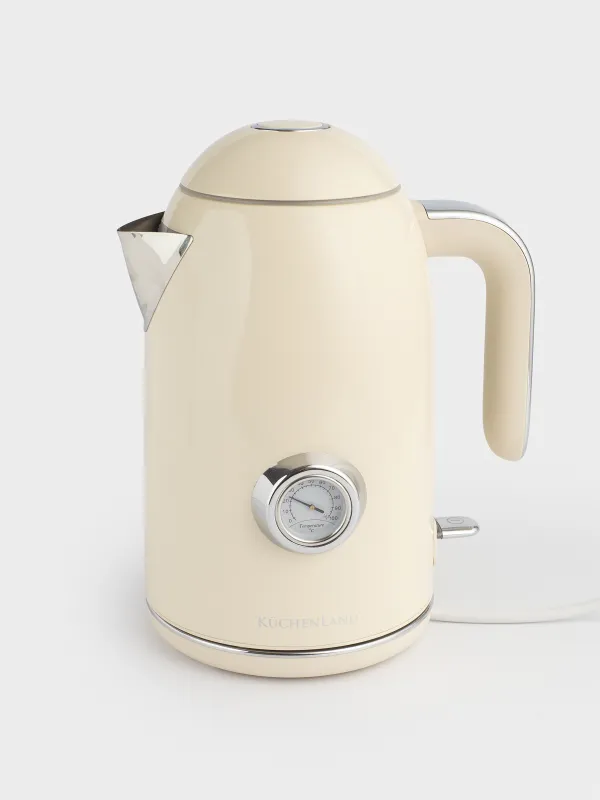 Чайник электрический, 1,7 л, 1850-2200 Вт, сталь/пластик, бежевый, Vintage kitchen, image-1