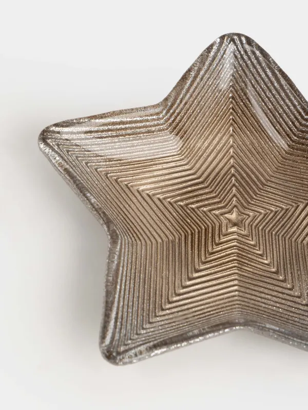 Блюдо, 15х2 см, стекло Р, золотистое, Звезда, Ribby color, image-2