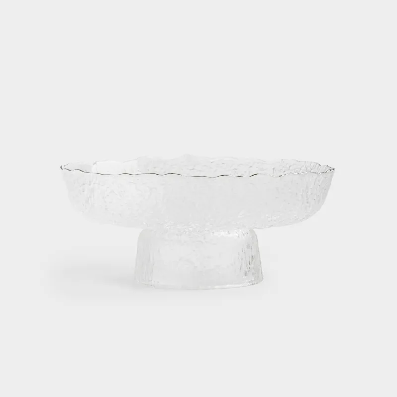 Ваза для фруктов, 20х8 см, на ножке, стекло, с серебристым кантом, Nautilus silver