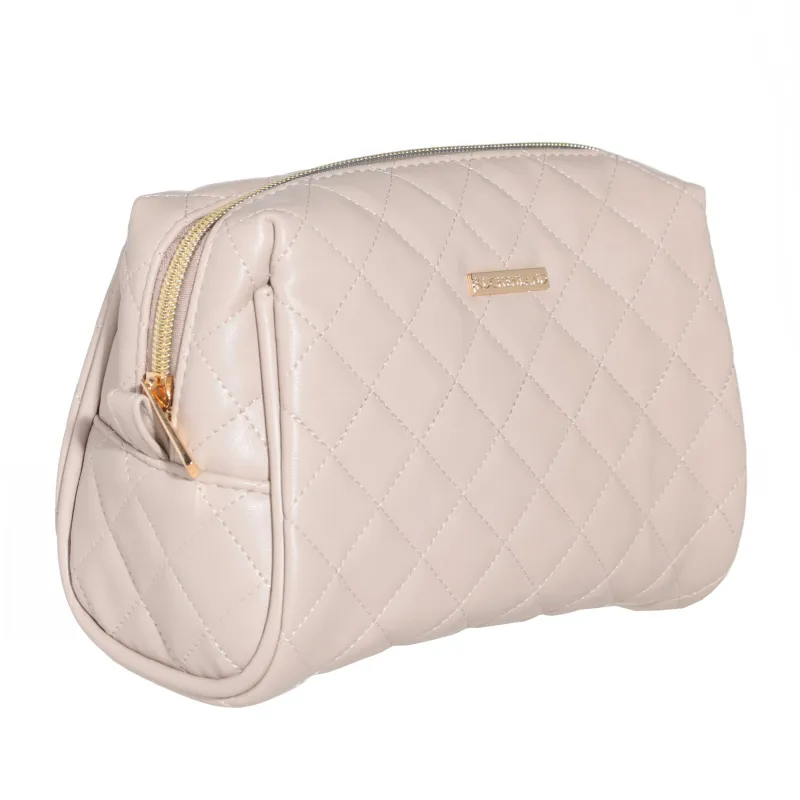 Косметичка, 21х13 см, стеганая, полиуретан, бежевая, Quilted, image-1