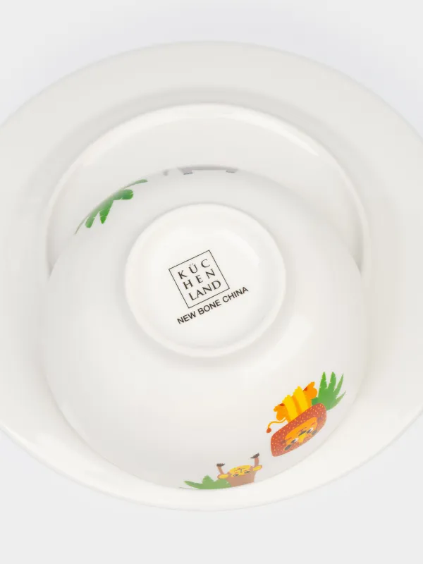 Набор посуды, детский, 1 перс, 3 пр, фарфор N, белый, Животные, Jungle, image-6