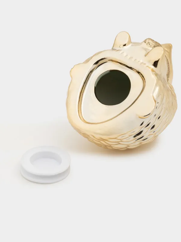 Копилка, 12 см, фарфор P, золотистая, Еж, Hedgehog gold, image-5