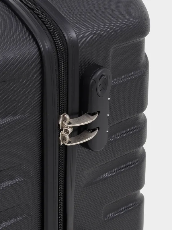 Чемодан L, 52х29х77 см, 4,2 кг, с замком, пластик, черный, Travel comfort, image-8