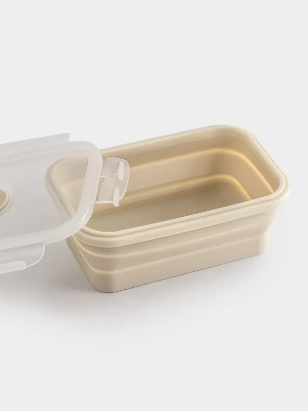 Контейнер, 540 мл, складной, с клипсами, силикон/пластик, бежевый, Portable, image-5