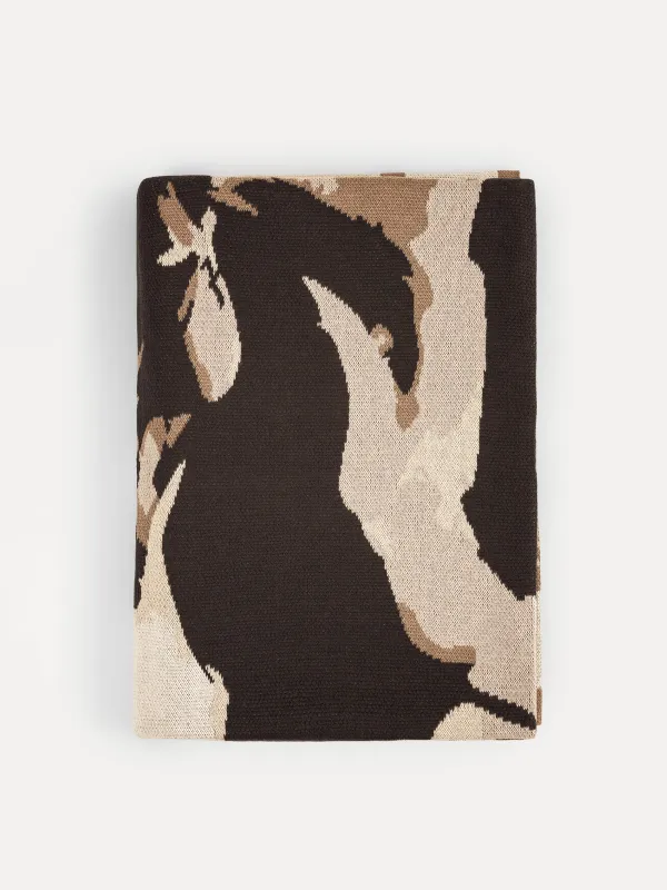 Плед, 130х170 см, хлопок, коричневый, Скетч лошадей, Horse, image-0