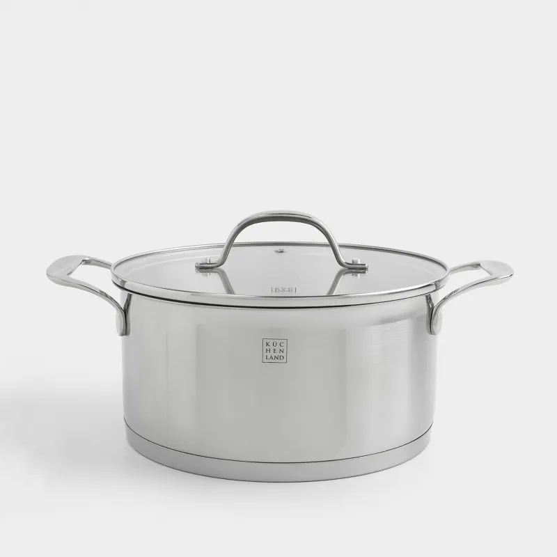 Кастрюля, 22 см, 4 л, с крышкой, сталь/стекло Б, Silver Stone