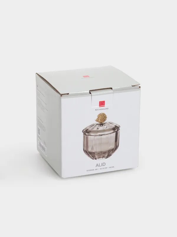 Емкость для хранения, 10х13 см, 340 мл, стекло Р/металл, Золотистый еж, Alid, image-4