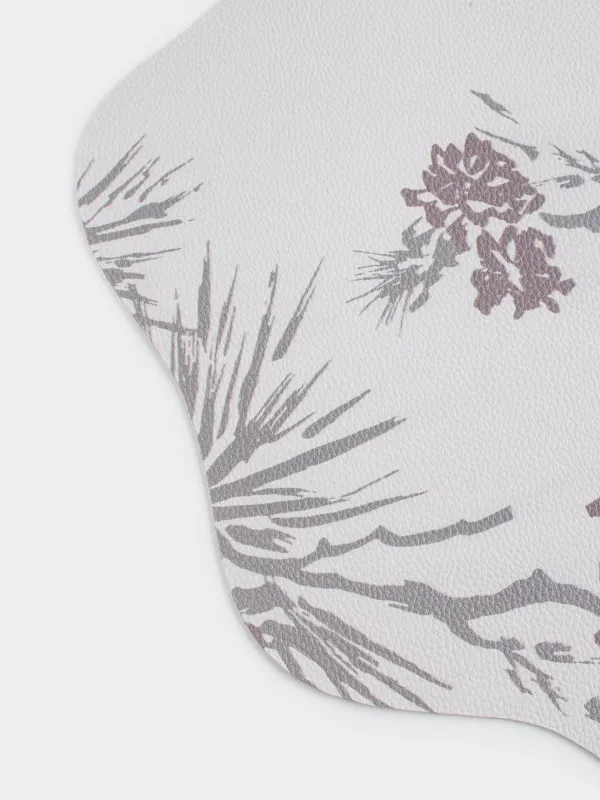 Салфетка под приборы, 37х45 см, ПВХ, фигурная, белая, Шишки на ветках, Rock print, image-5