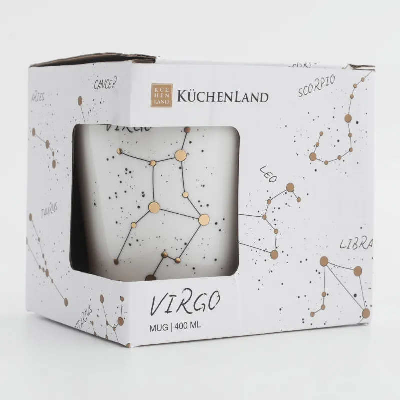Кружка, 400 мл, фарфор N, молочно-золотистая, Дева, Zodiac, image-5