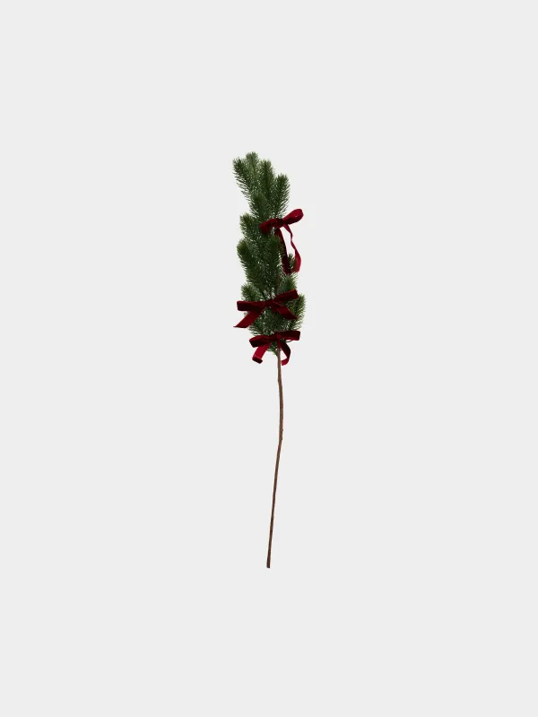 Ветка декоративная, 76 см, Ель с бантиками, Conifer decor, image-0