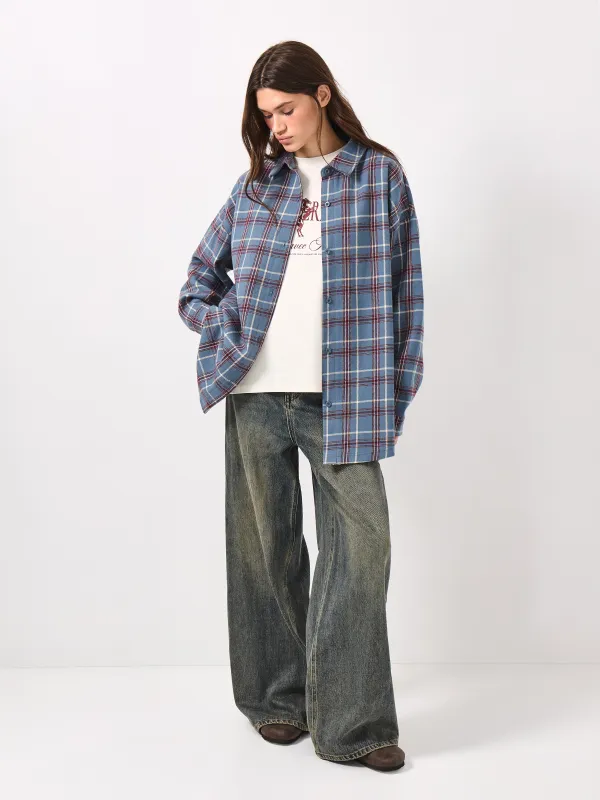 Рубашка с длинным рукавом, бордово-голубая, Jamie, image-2