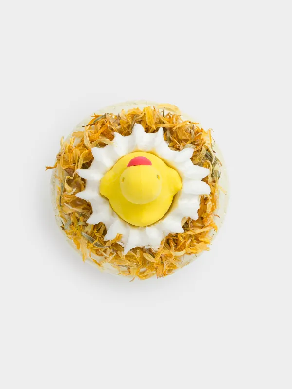 Бомбочка для ванны, 130 гр, с игрушкой, желтая, Мед с молоком, Утенок, Duck yellow, image-0