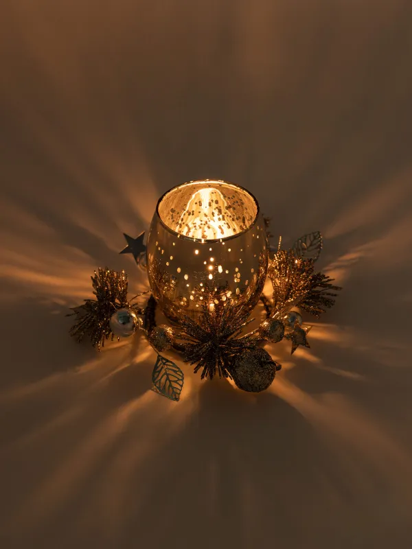 Подсвечник, 15x10 см, для чайной свечи, со свечой, шампань, Яблоки, Apple garden, image-5