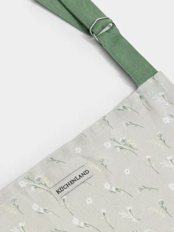 Фартук-платье, 75х85 см, хлопок, серо-бежевый, Цветы, Meadow tiny, image-3