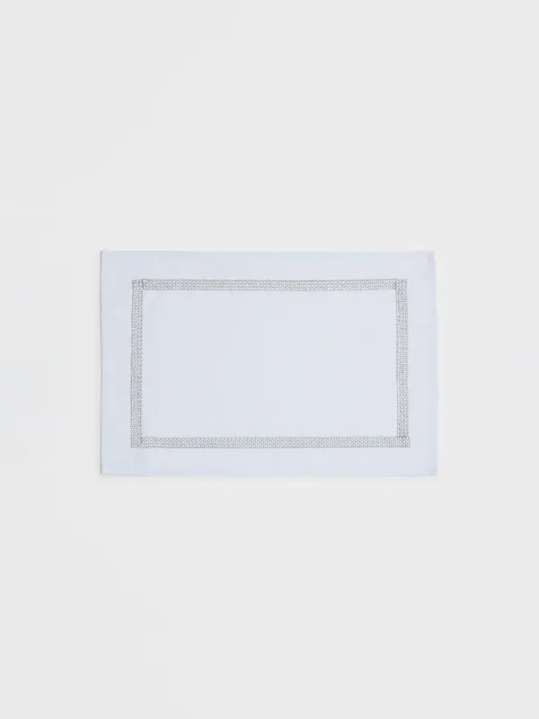 Салфетка под приборы, 30х45 см, со стразами, полиэстер, прямоугольная, белая, Rhinestones, image-0