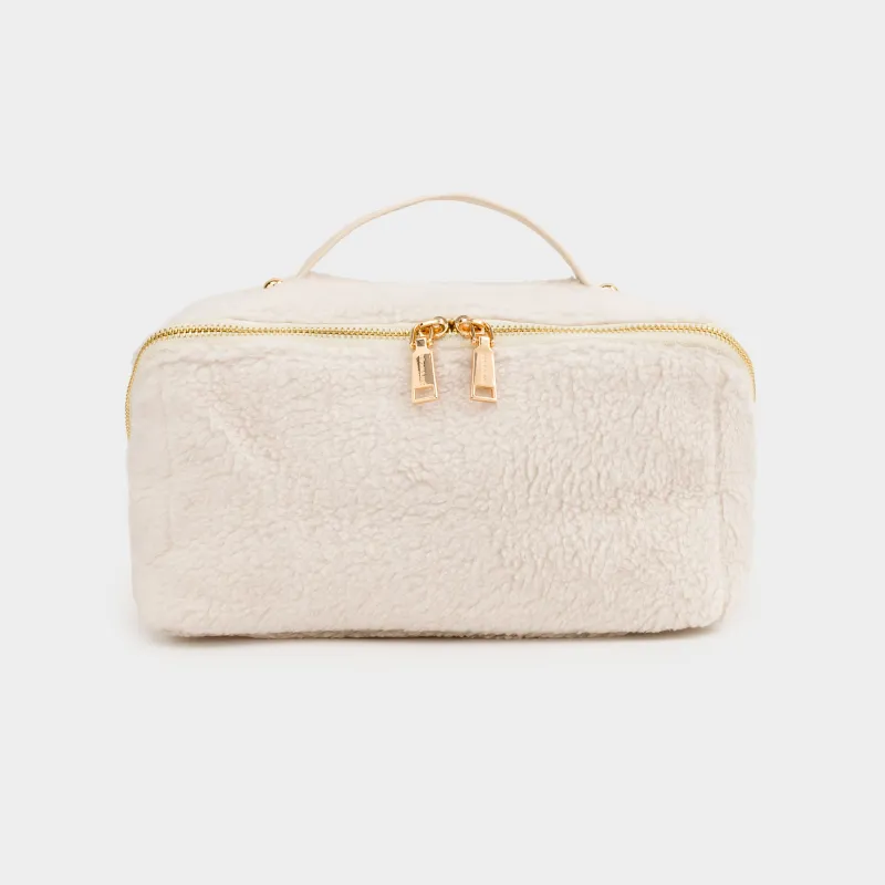 Косметичка, 28х12 см, с ручкой, полиэстер, молочная, Curled, image-0