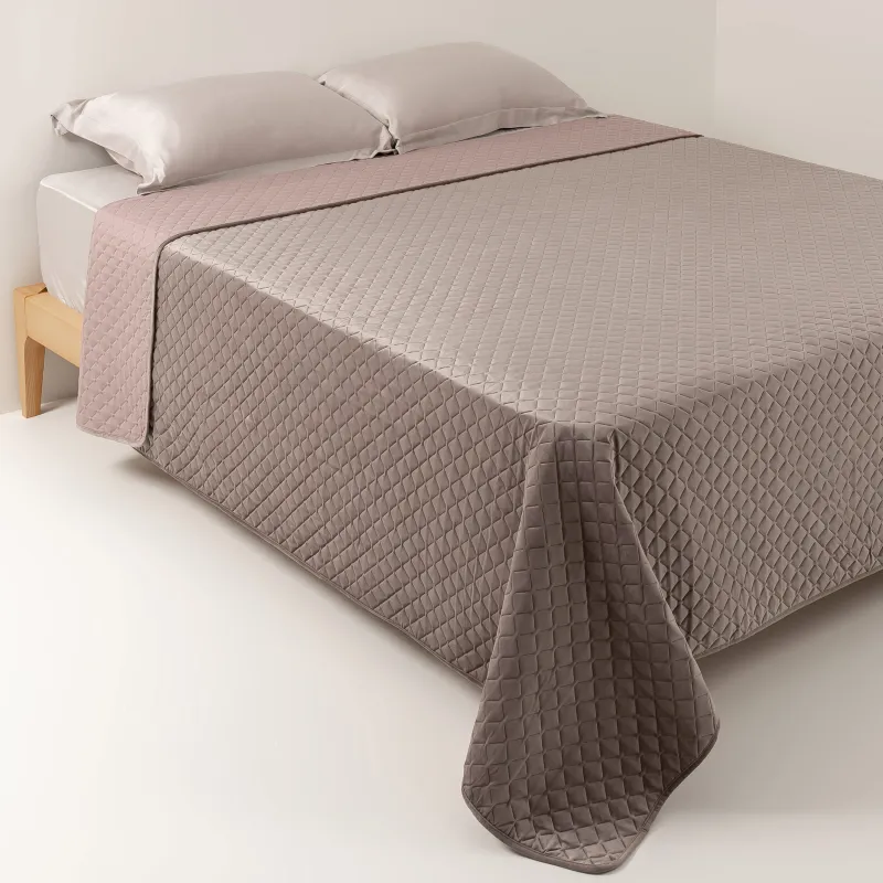 Покрывало, 240х260 см, стеганое, вельвет/микрофибра, коричневое, Lavender, Stitch velvet