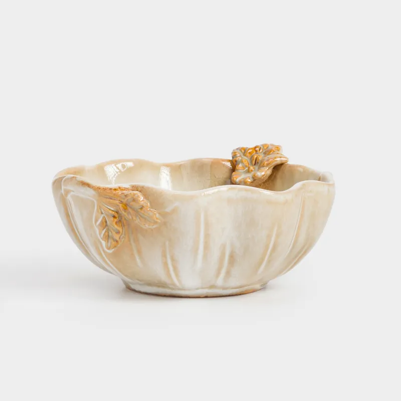 Салатник, 15х7 см, 420 мл, керамика, молочно-коричневый, Тыква с листом, Pumpkin velir