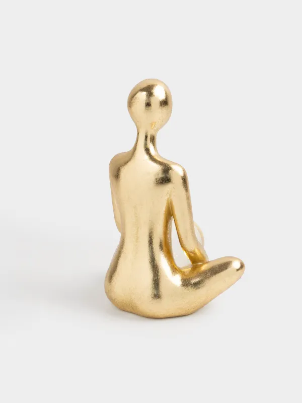 Статуэтка с подсветкой, 20 см, полирезин/стекло, золотистая, Девушка с шаром, Face, image-3