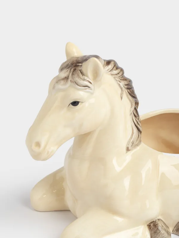 Конфетница, 26х18 см, керамика, бежево-коричневая, Конь, Natural horse, image-3