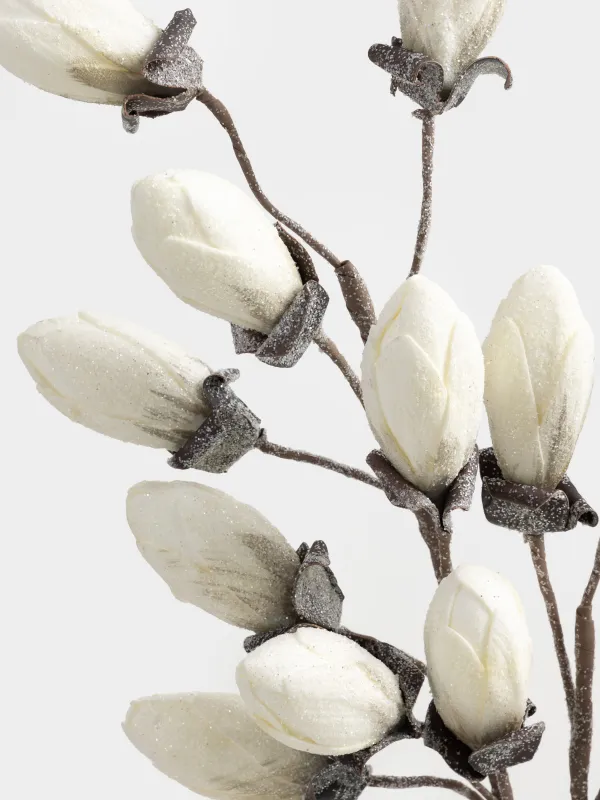 Ветка декоративная, 1 м, пенопласт, Белая магнолия, Magnolia, image-3