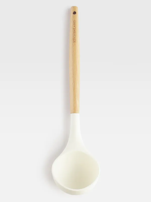 Набор кухонных принадлежностей, 5 пр, в подставке, дерево/силикон, молочный, Weekend, image-1