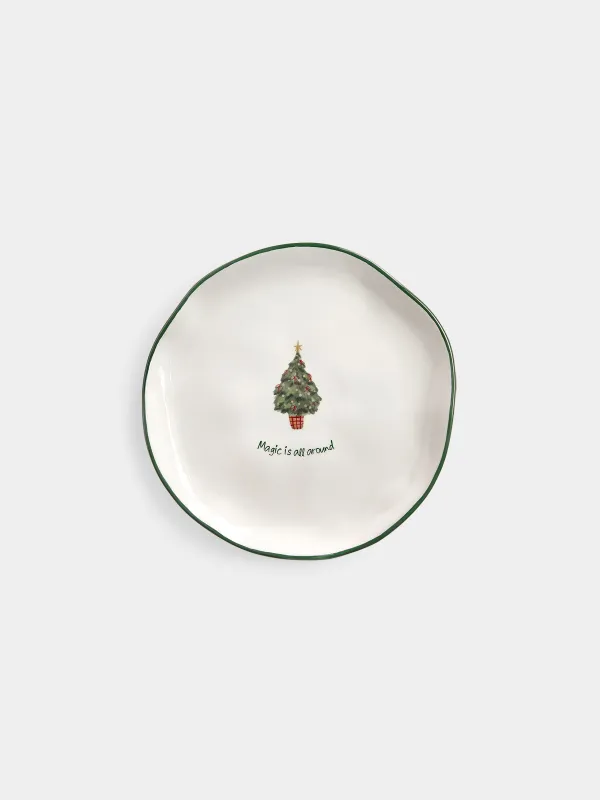 Тарелка закусочная, 22 см, Нарядная елка, Christmas green, image-0