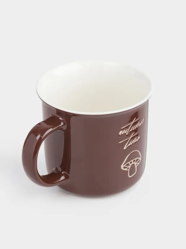 Кружка, 370 мл, фарфор N, коричневая, Гриб, Colors autumn, image-1