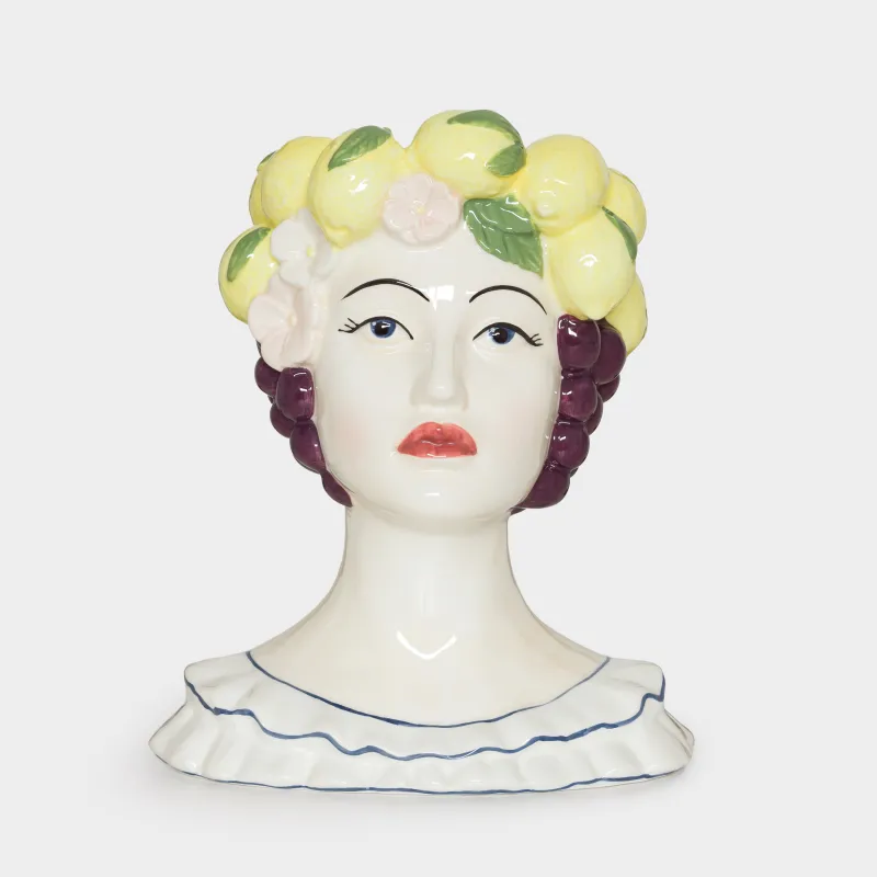 Ваза для цветов, 27 см, декоративная, керамика, Девушка с фруктами, Girls, image-0
