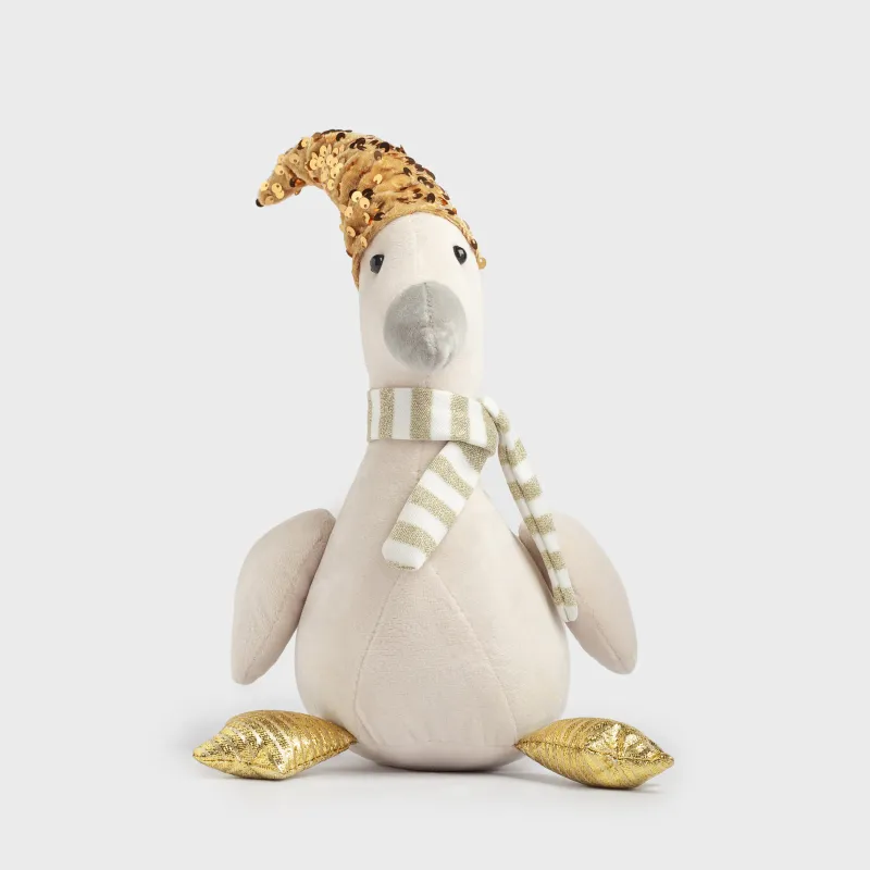 Игрушка, 35 см, мягкая, полиэстер, бежево-золотистая, Гусь в колпаке, Goose