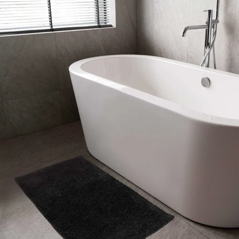 Коврик, 50х80 см, противоскользящий, хлопок/полиэстер, черный, Gradan, image-4