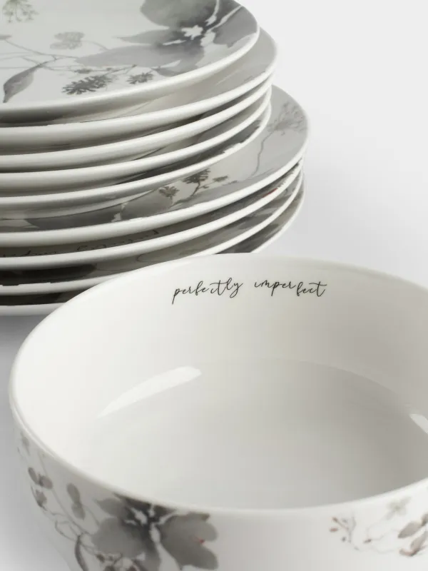 Сервиз обеденный, 6 перс, 19 пр, фарфор N, Серые цветы, Watercolor, image-4