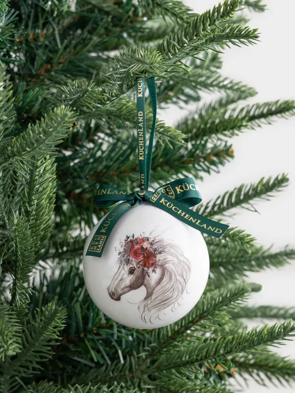 Игрушка елочная, 7 см, пенопласт, Шар, Лошадка в венке, Ball print, image-2