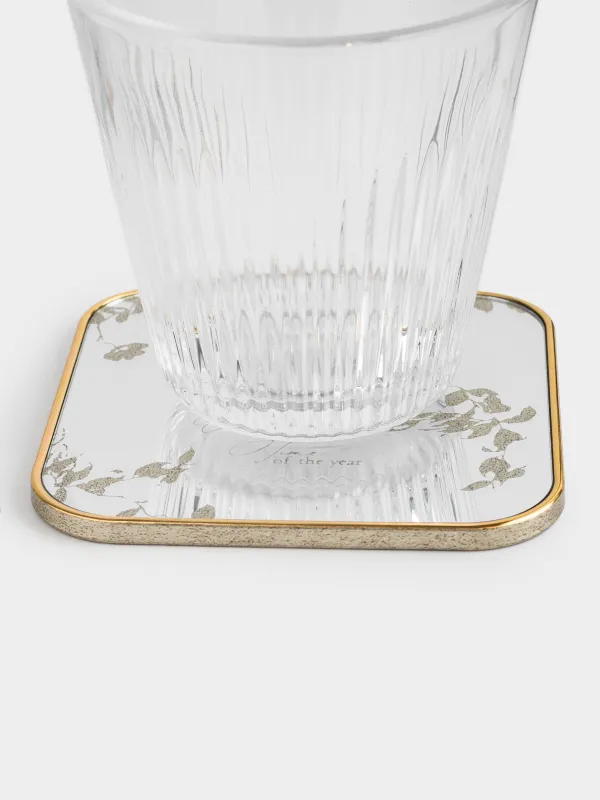 Подставка под стакан, 10х10 см, 2 шт, пластик/акрил, квадратная, Цветок и листья, Plastic print, image-4