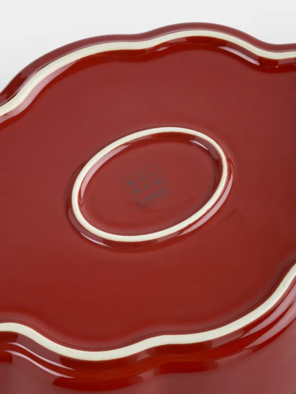 Форма для запекания, 34х21 см, 1,4 л, с крышкой, керамика, красно-зеленая, Тыква, Gourd, image-6