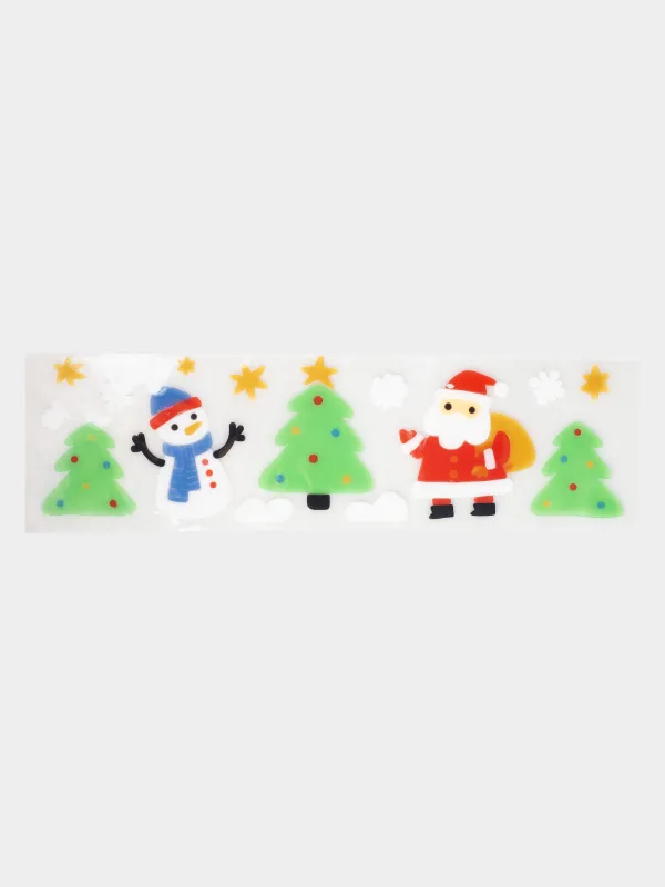 Набор наклеек, 14х50 см, многоразовые, термопластик, Санта, Christmas decal, image-0