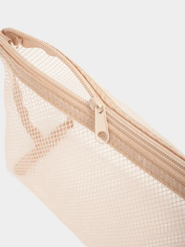 Косметичка, 26х14 см, полиэстер, бежевая, Сетка, Easy Travel, image-3