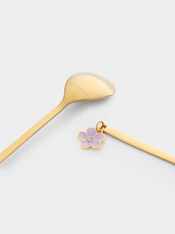 Ложка десертная, 14 см, 2 шт, сталь, золотистая, Стрекоза/Цветок, Bloome, image-2